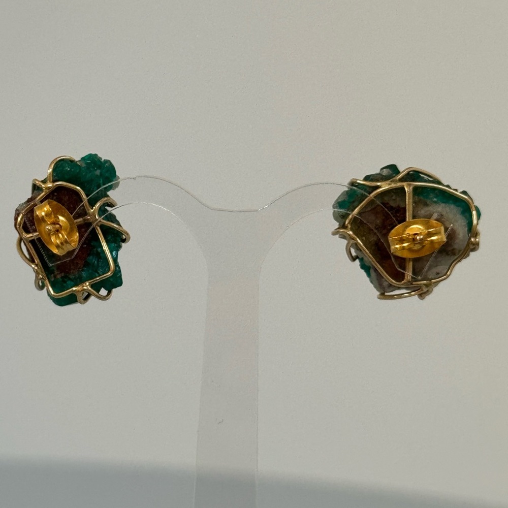 14k Real Solid Gold Authentic Emerald Earrings - image 5